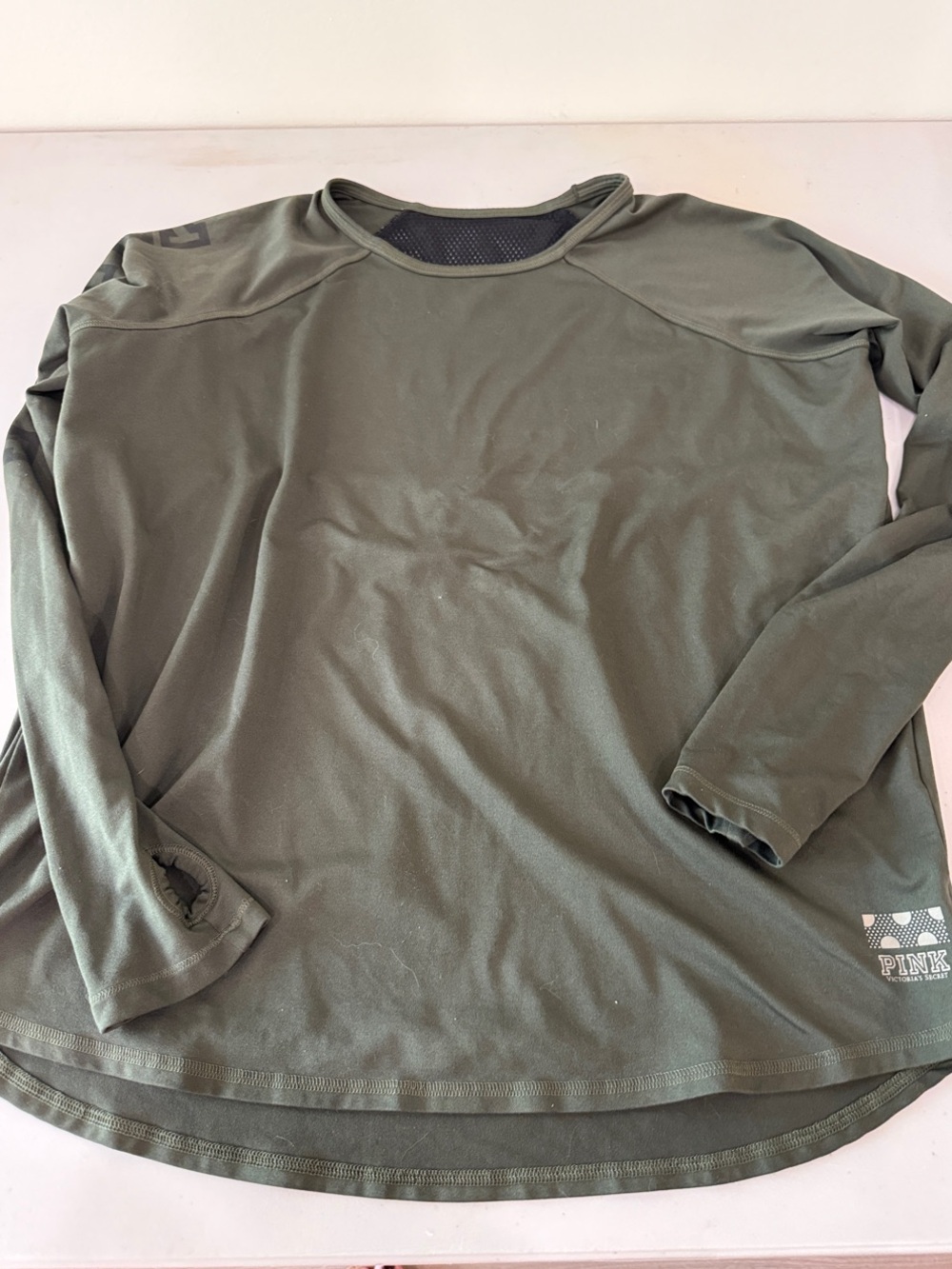 PINK Victoria's Secret Olive Green Long Sleeve Crew
